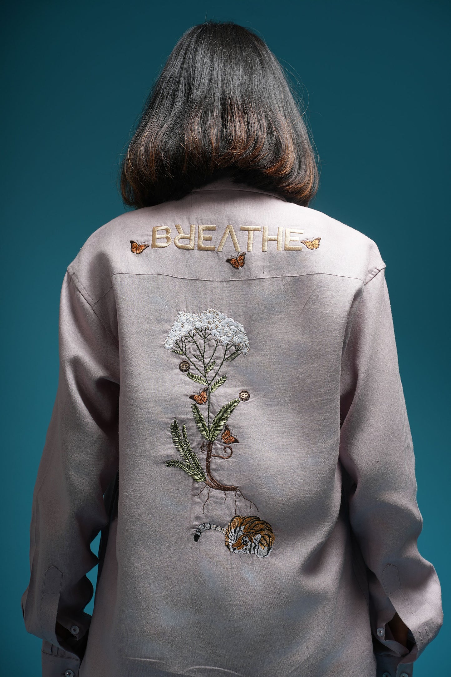 WILDFLOWER GUARDIAN– TIGER’S REST MAUVE LINEN SHIRT