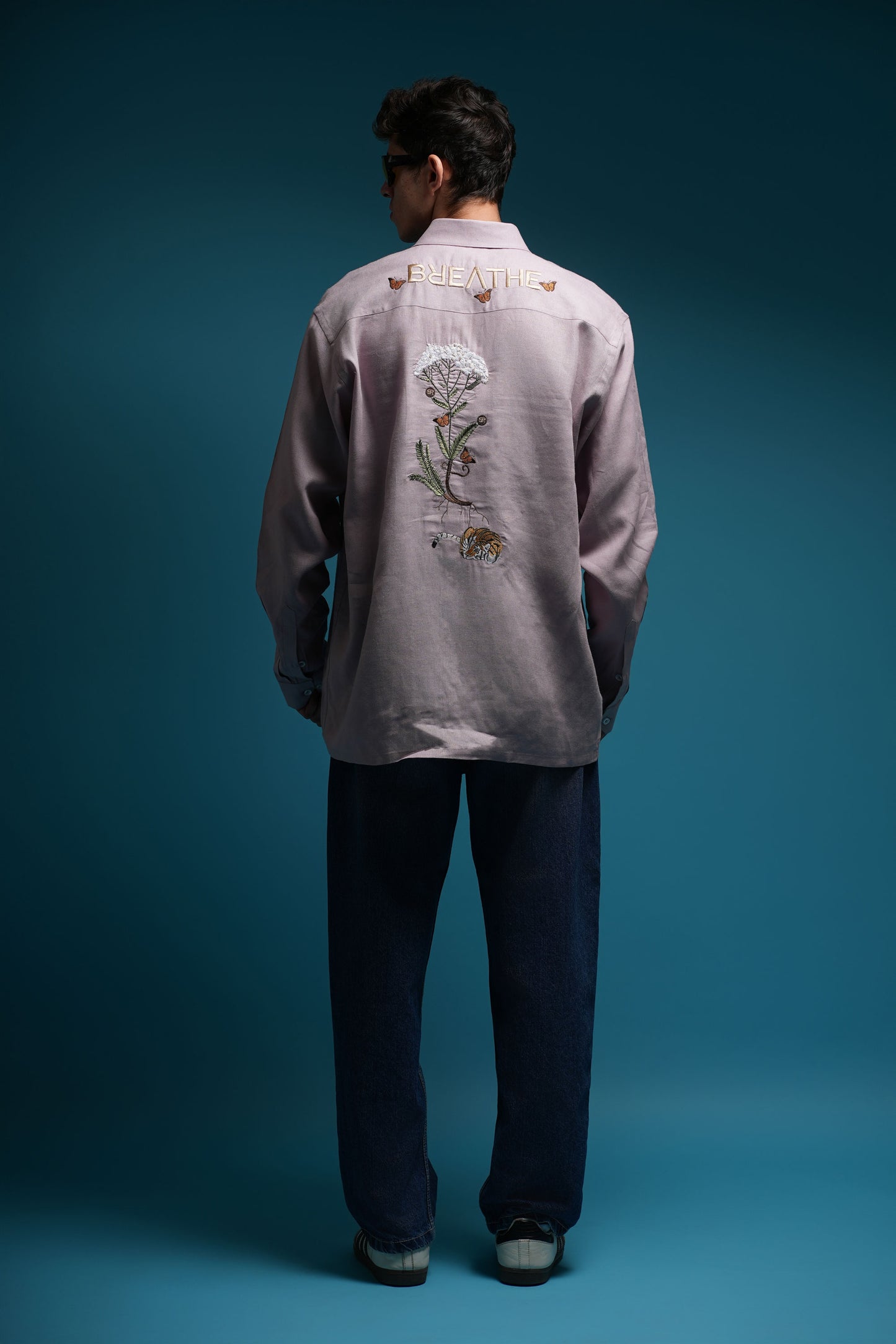 WILDFLOWER GUARDIAN– TIGER’S REST MAUVE LINEN SHIRT
