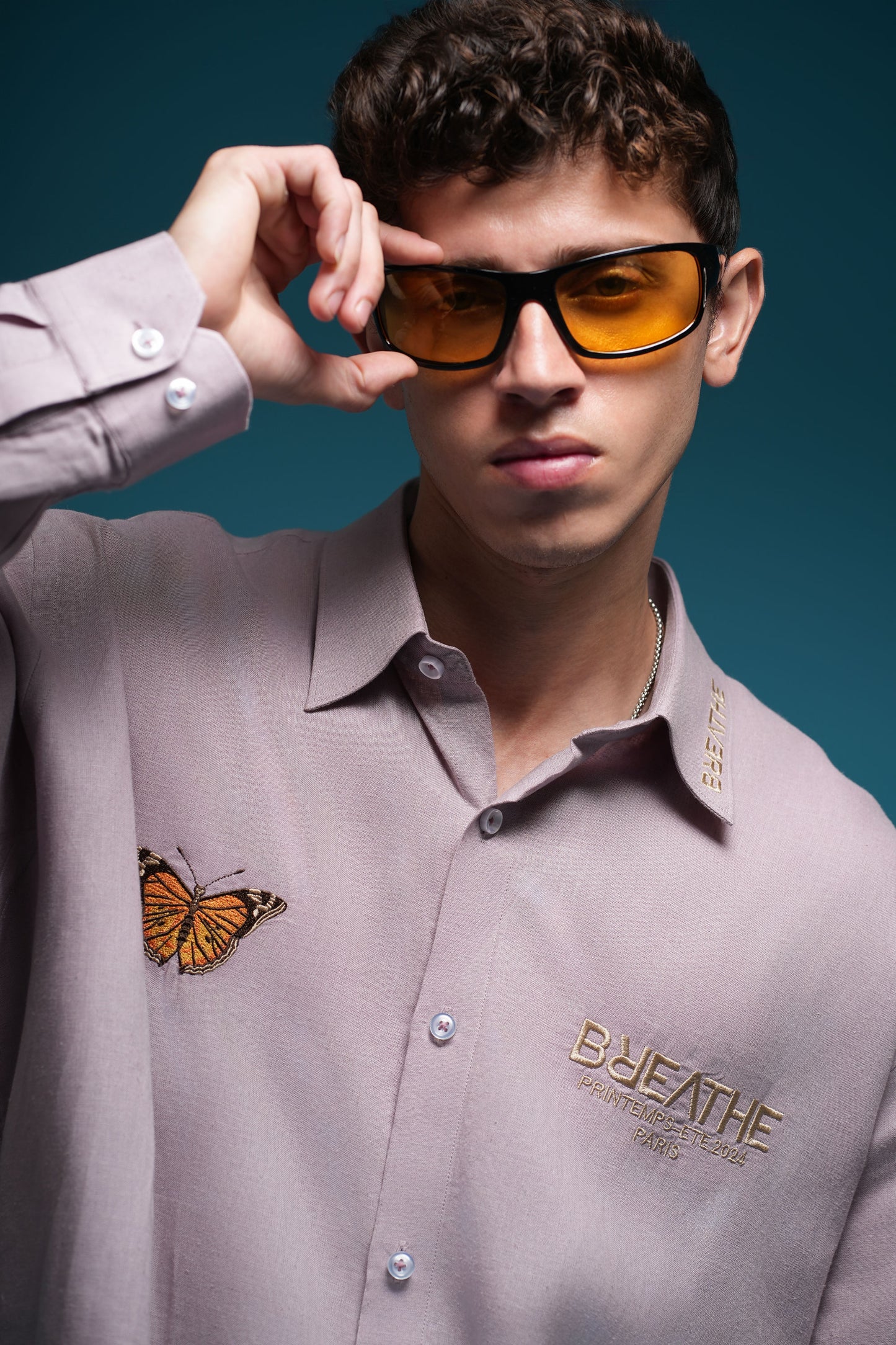 WILDFLOWER GUARDIAN– TIGER’S REST MAUVE LINEN SHIRT