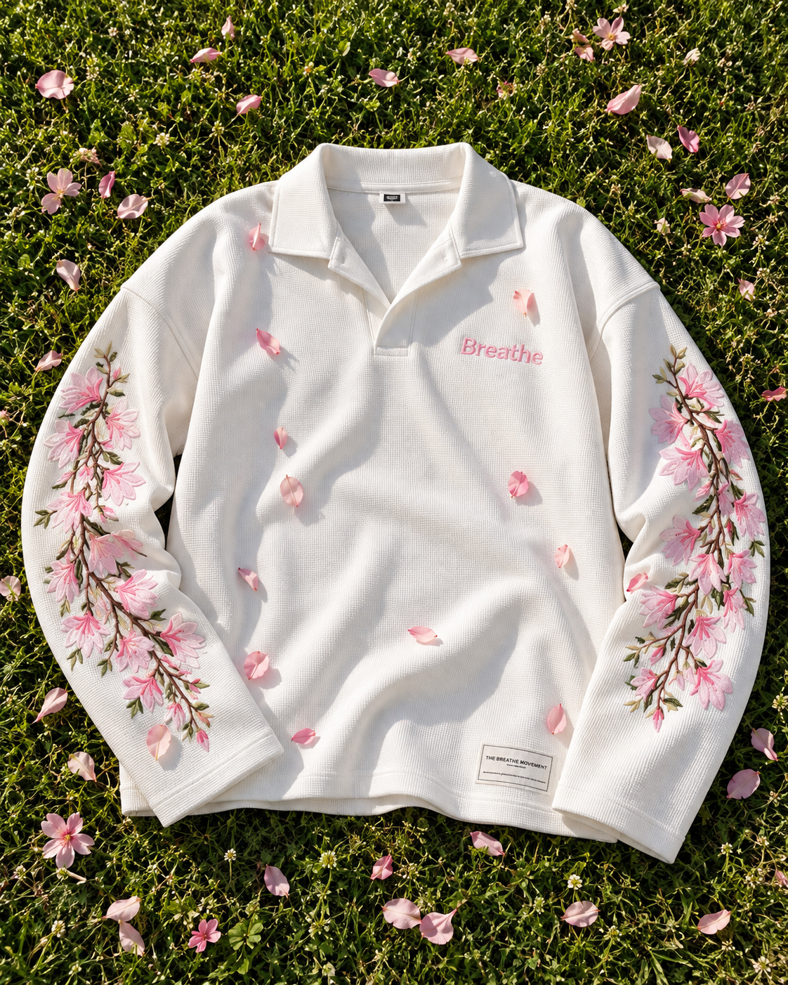 White Blossom Embroidered Polo T-shirt