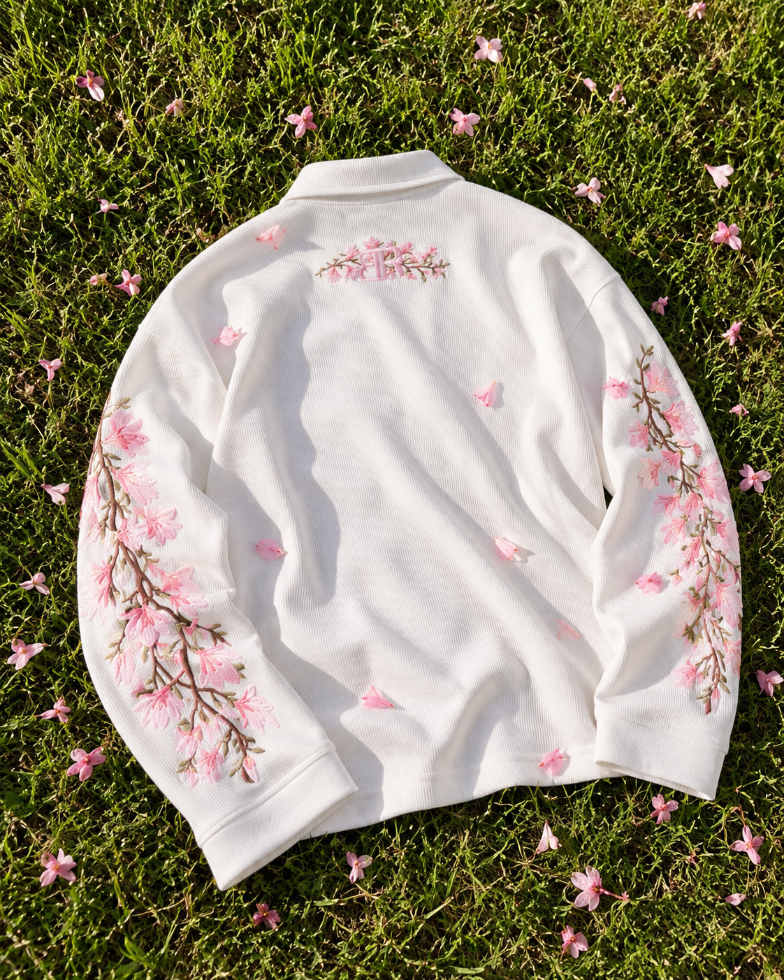 White Blossom Embroidered Polo T-shirt