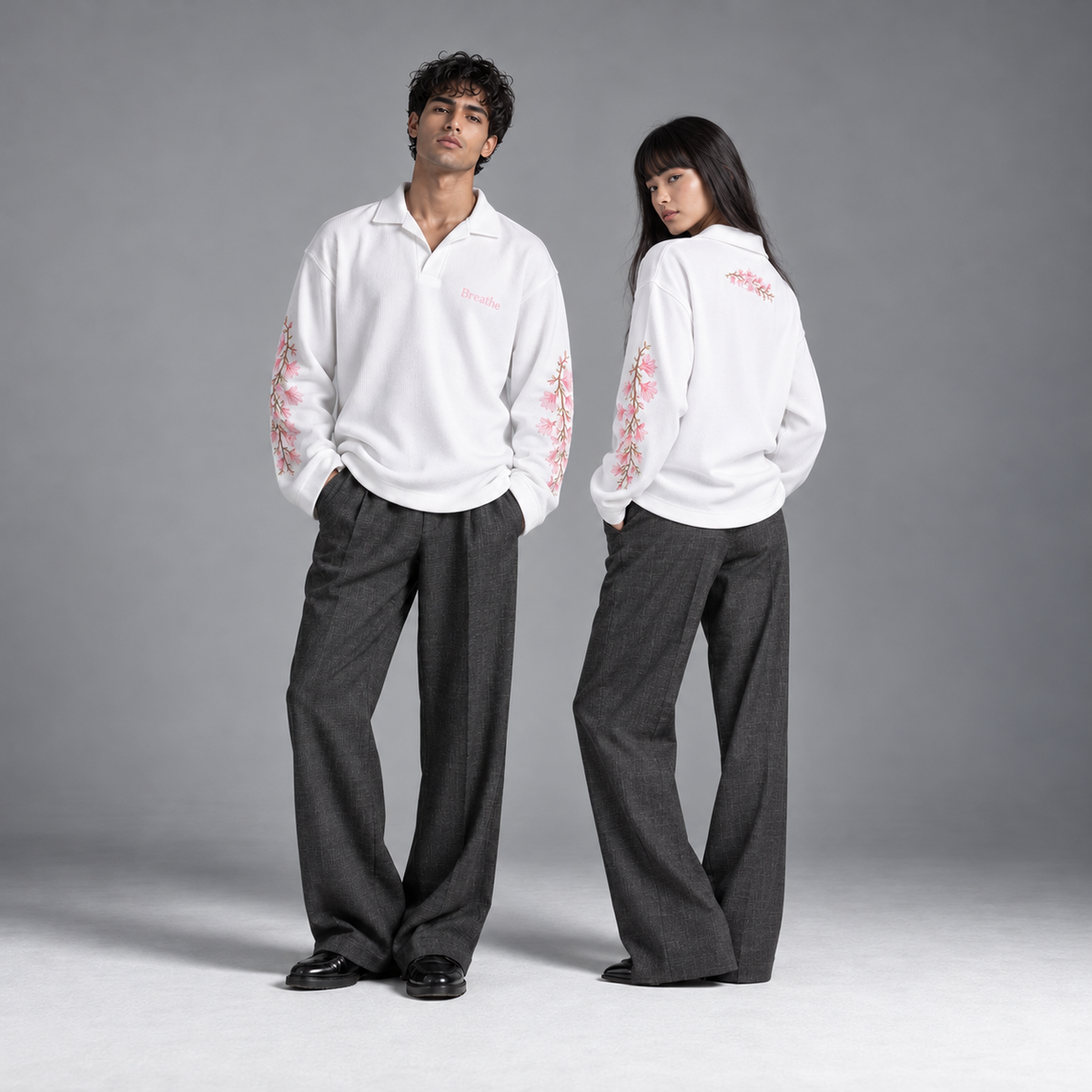 White Blossom Embroidered Polo T-shirt