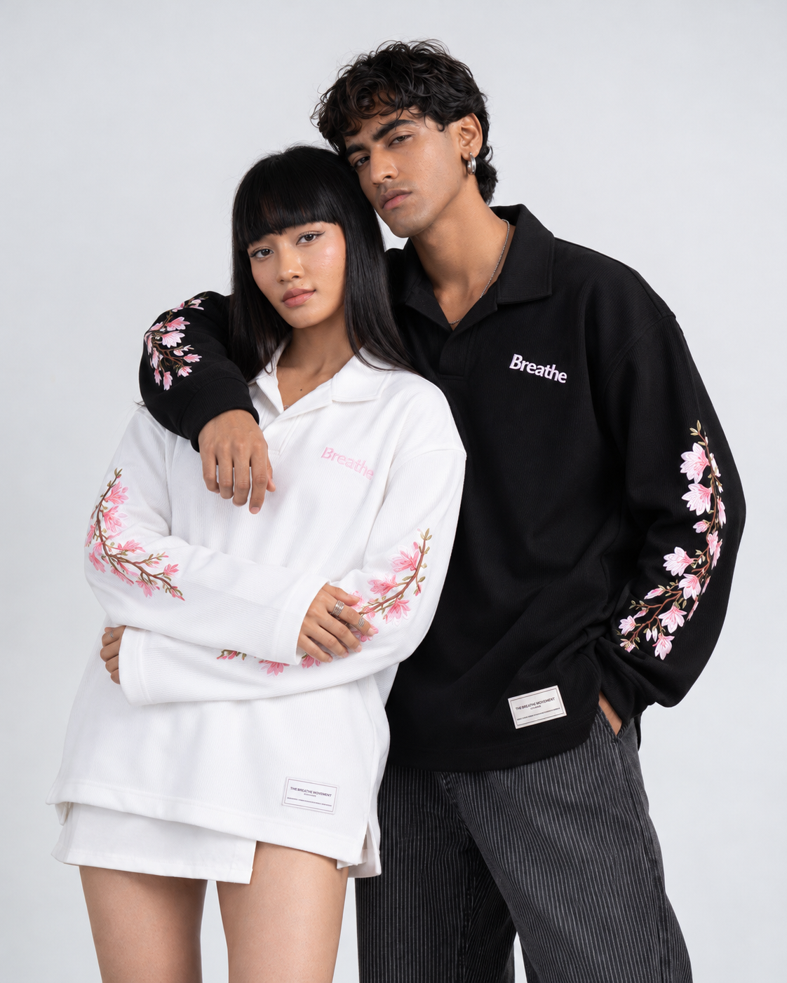 White Blossom Embroidered Polo T-shirt