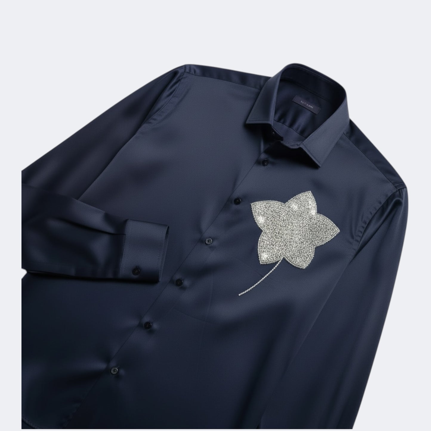 Crystal Flower Navy Blue Shirt