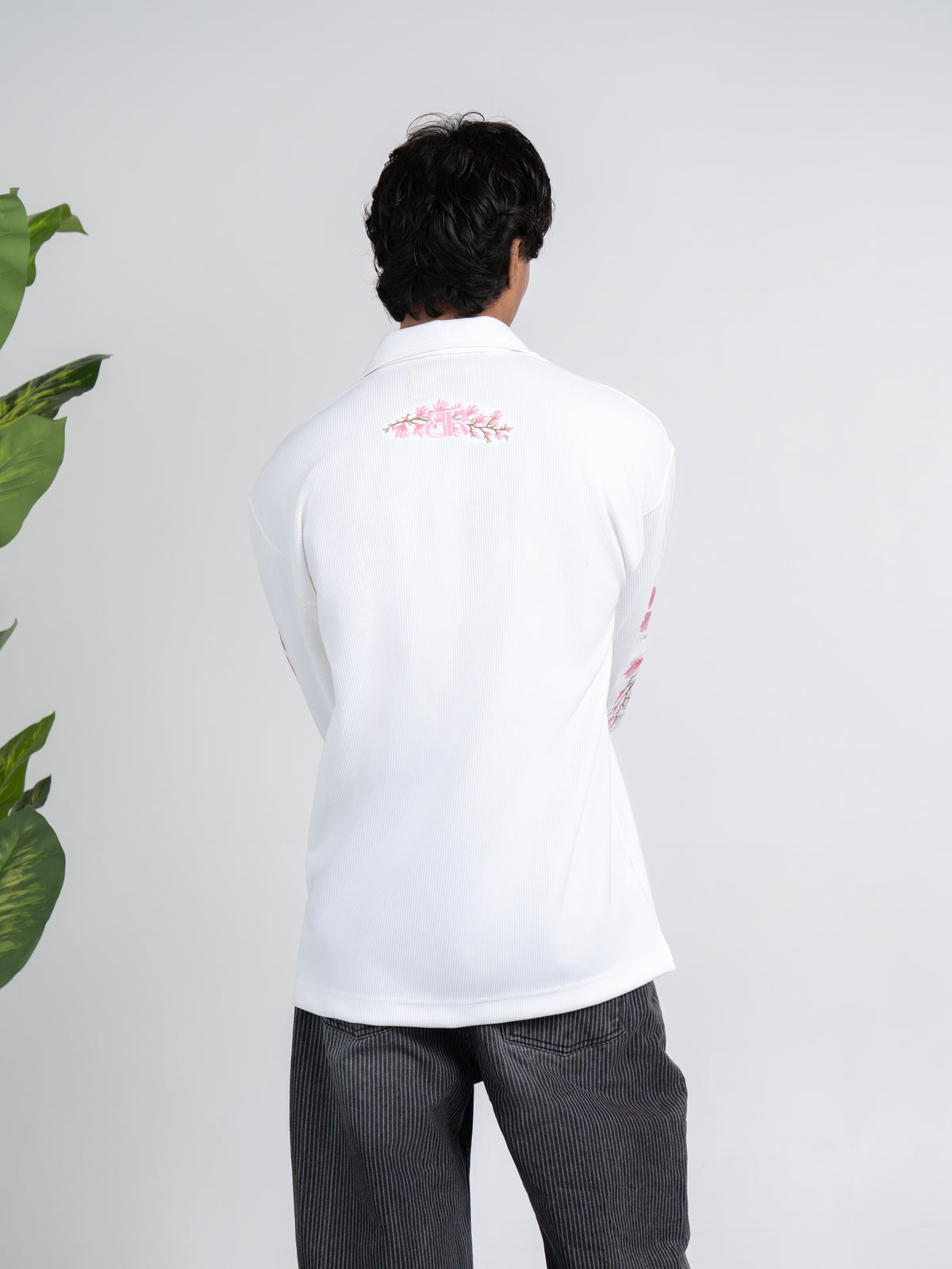 White Blossom Embroidered Polo T-shirt