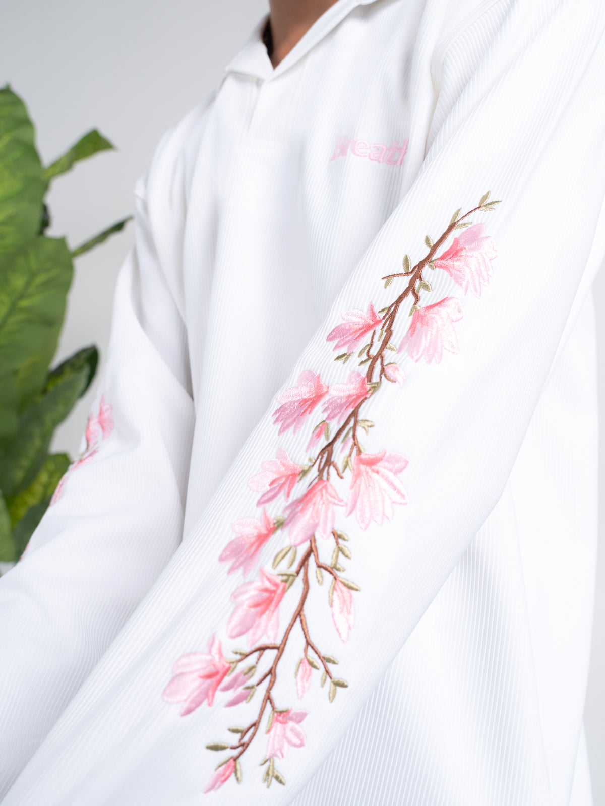 White Blossom Embroidered Polo T-shirt