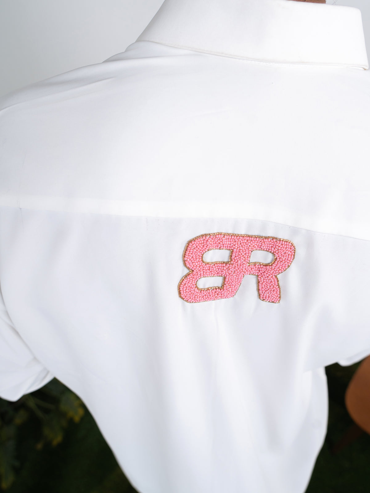 Hand Beaded Half - Donut white shirt